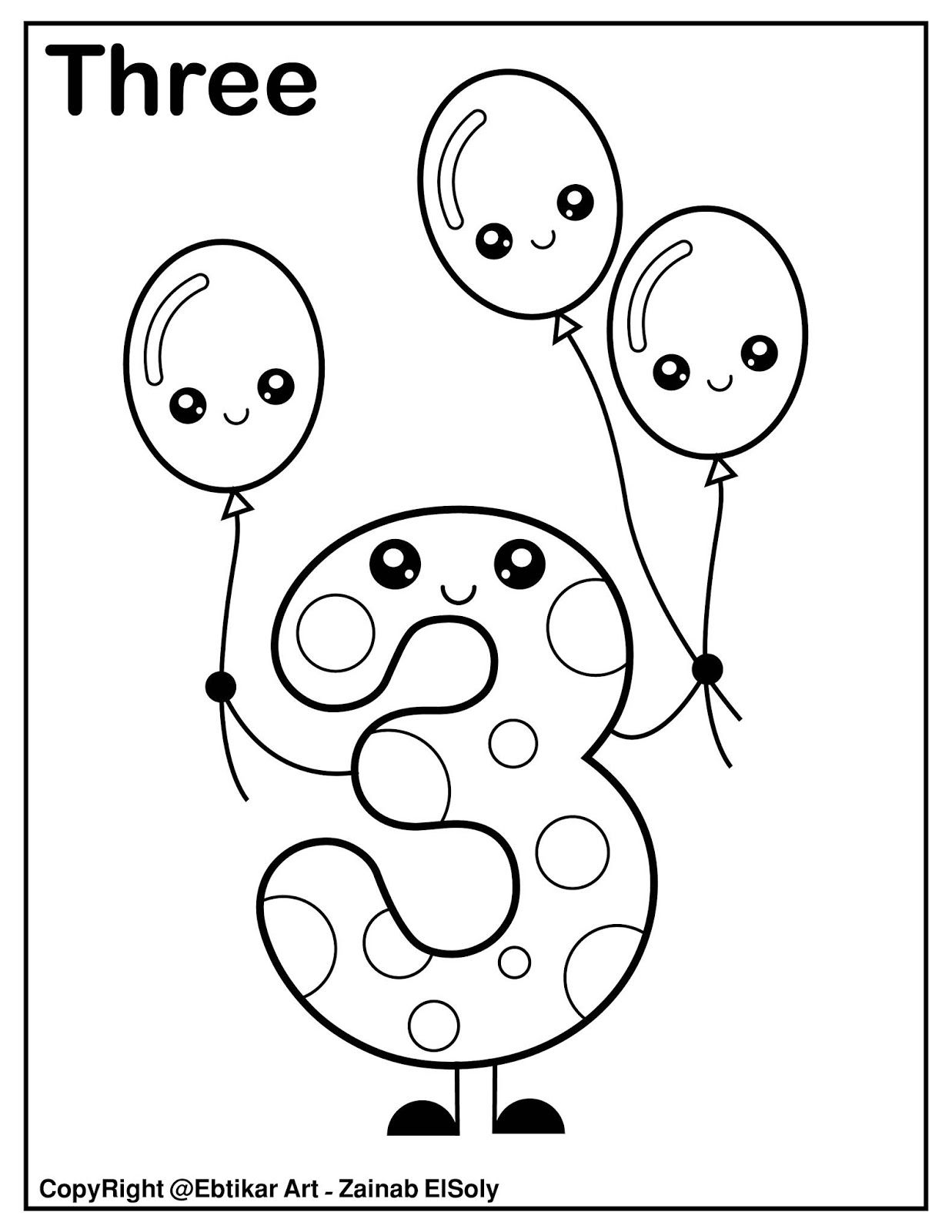 80 Printable Number 3 Coloring Page 46